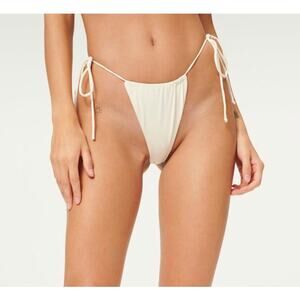 Good American Tiny Ties Bikini Bottoms Sz 4 XL Swimwear Matte Ivory White NWT